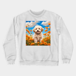 California Poppy Maltipoo Puppy Crewneck Sweatshirt